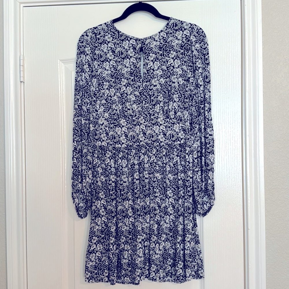 Black & White Flowered Banana Republic Dress